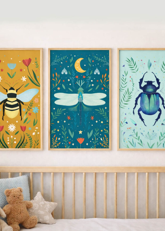 Bogaras poszter csomag kézzel rajzolt illusztráció gyerekszobába