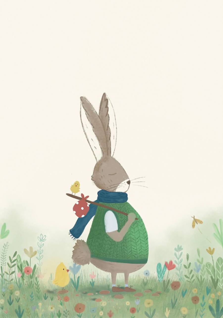 Nyuszis húsvéti képeslap